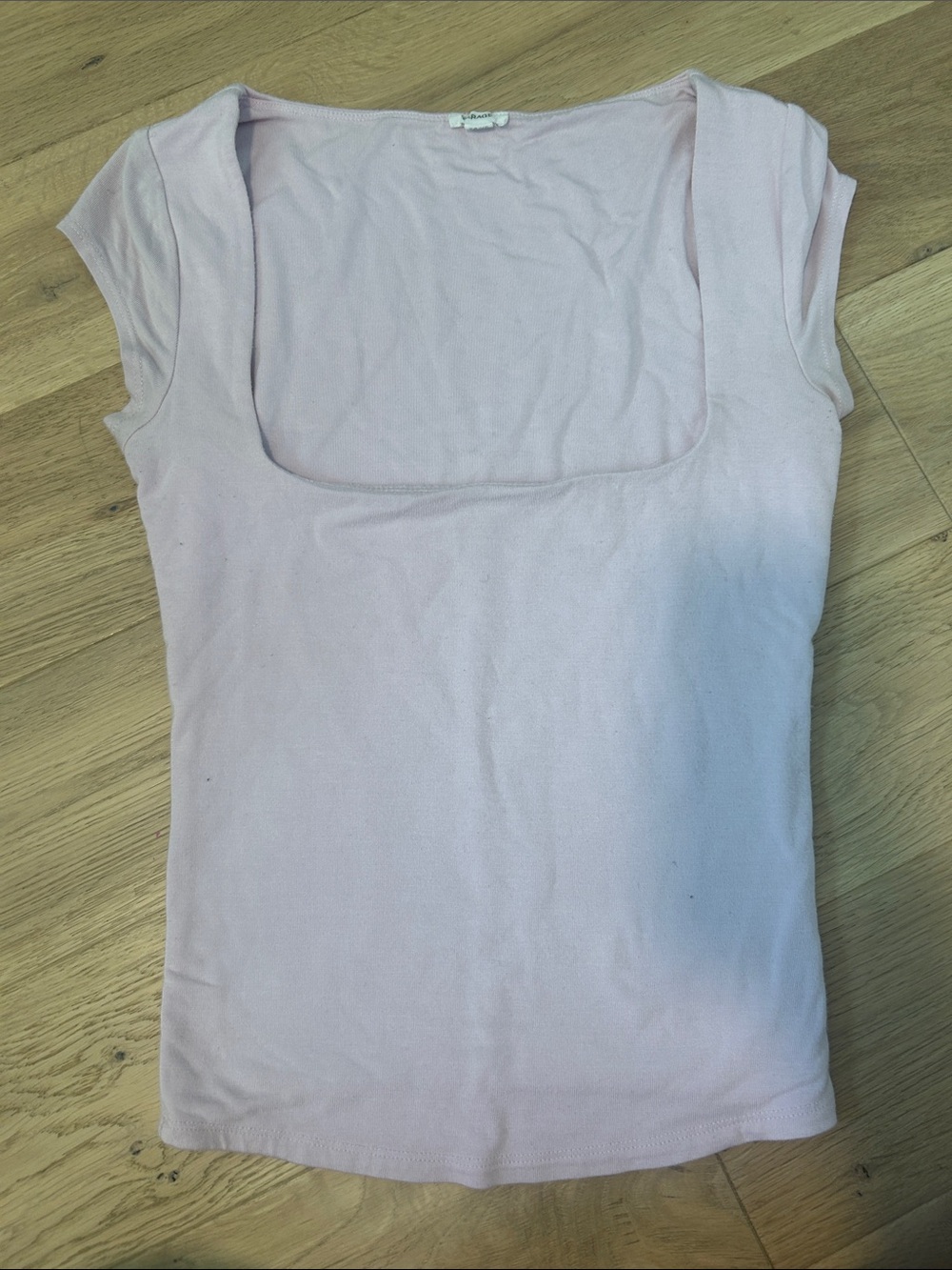 Garage Women's Square Neck Short Sleeve Top - Light Pink